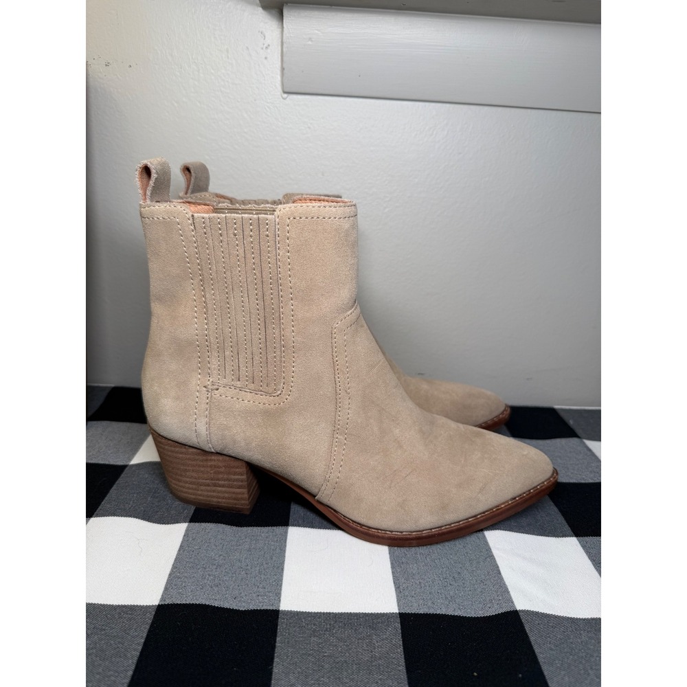 Madewell Women 7.5 The Western Ankle Boot Suede Beige Pointed Toe NC670
